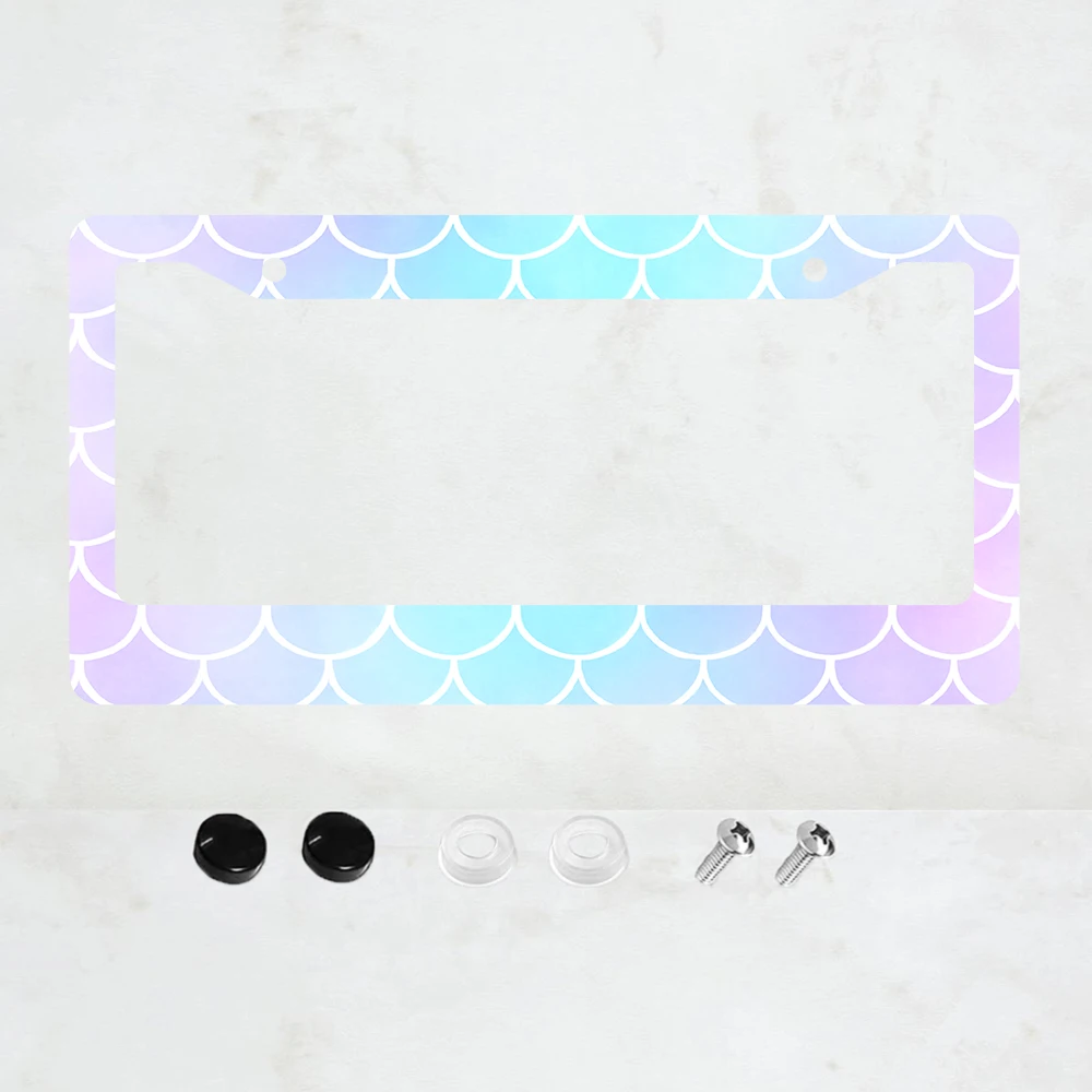 

1PC 2-Hole License Plate Frame in Pastel Mermaid Scale Design, Aluminum, 6x12 Inches, with Screws, USA Canada Standard Size