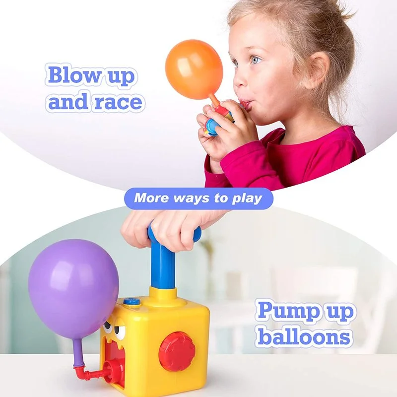 Kid\'s Balloon Power Starter Car Balloon Air Inflator Hand Push Mini Plastic Air Power Balloon Racing Car Toys Gift for Children