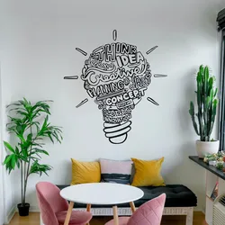 Lightbulb Motivational Wall Decal Quote. Office Decor, Creative Words, Inspirational Wall Art, Brainstorming Sticker. Home Decor