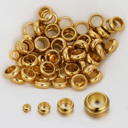 50pcs Rose Gold Color Stainless Steel Stopper Spacer Beads Round Crimp Bead for Bracelet Jewelry Making DIY Wholesale Supplies