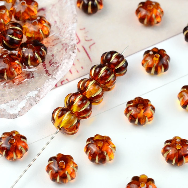100개/묶음 DIY 믹스 쥬얼리 액세서리 12mm 금색 호박 비즈 아크릴 레진 금도금 평면 비즈 펜던트용