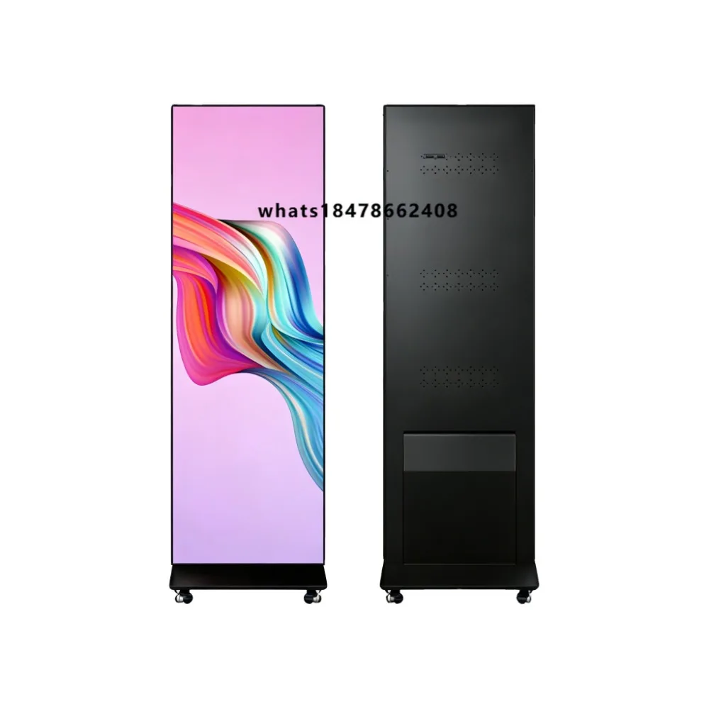 LED advertising machine portable poster display foldable vertical screen 1000cd brightness IP65 waterproof HDR10 full color