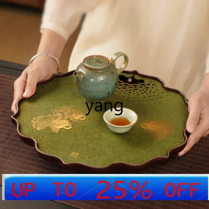 lmm pure copper tea tray water storage coffee table wet bubble solid wood water storage light luxury dry brewing table tea tray