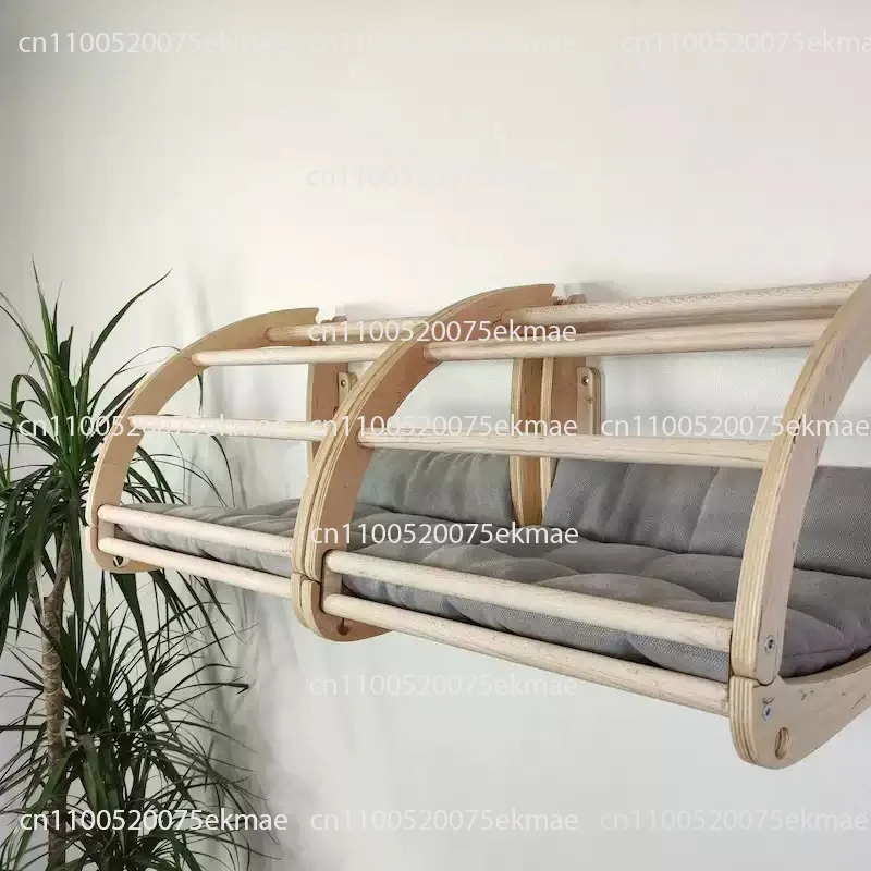 Insulated Wooden Wall-mounted Cat Wall and Climbing Frame in One, Semi-enclosed