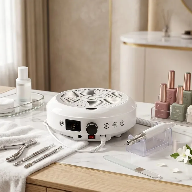 2026 Hot Sale Professional 2-in-1 Cordless Nail Dust Collector & 45K RPM Brushless Nail Drill Desktop Vacuum Cleaner ForSalon