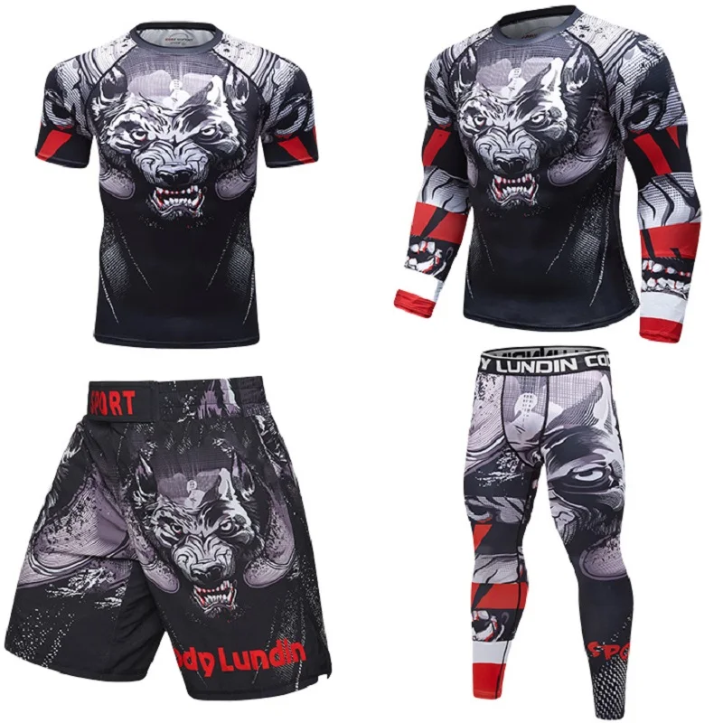 Cody Lundin 4 Pieces Sports Sublimation Tracksuit Male BJJ jiu jitsu Rash Guard Set Custom Fashion Gym Boxing Training Set