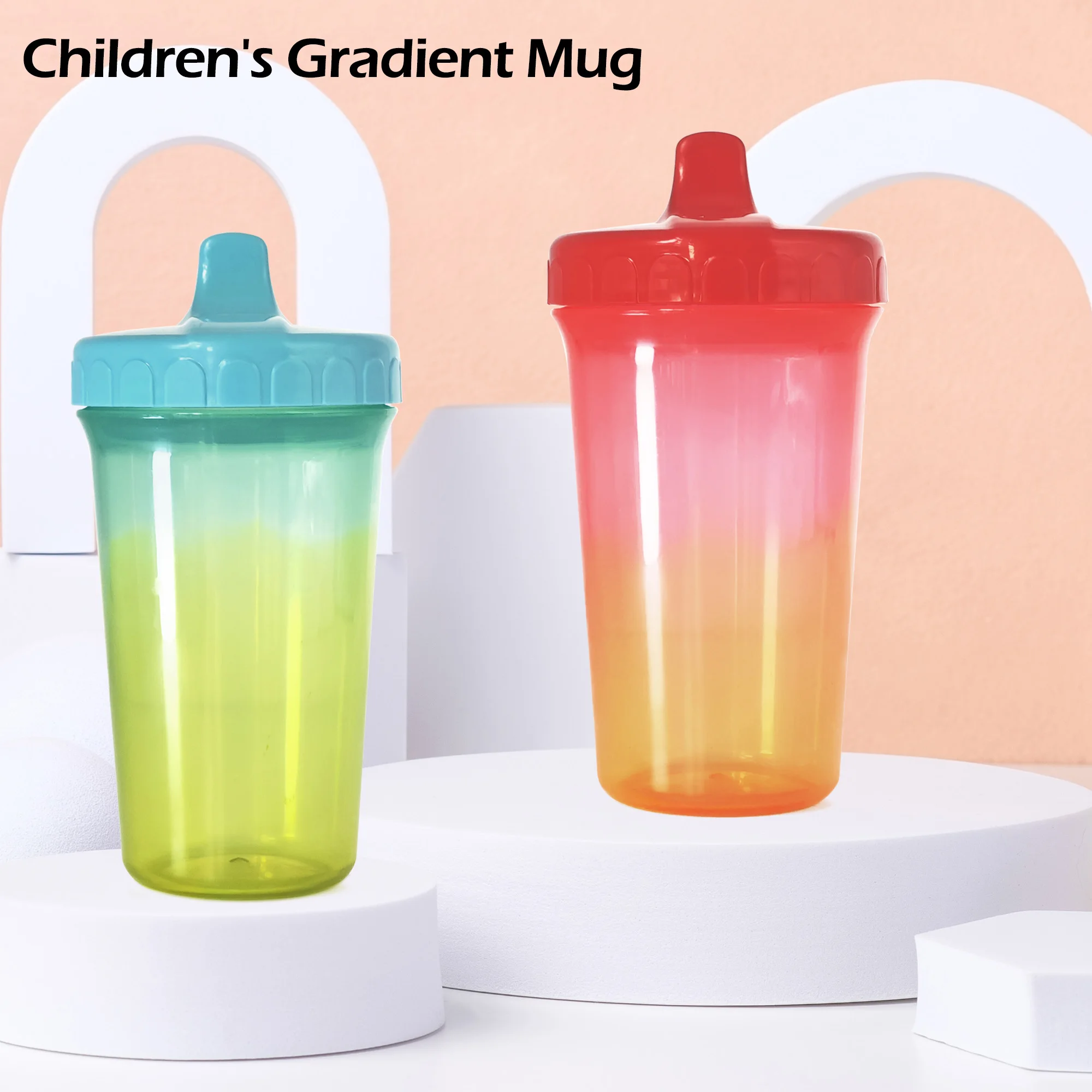 

300ml gradient color duckbill cup baby learning to drink cup pp safety material upside down without leakage
