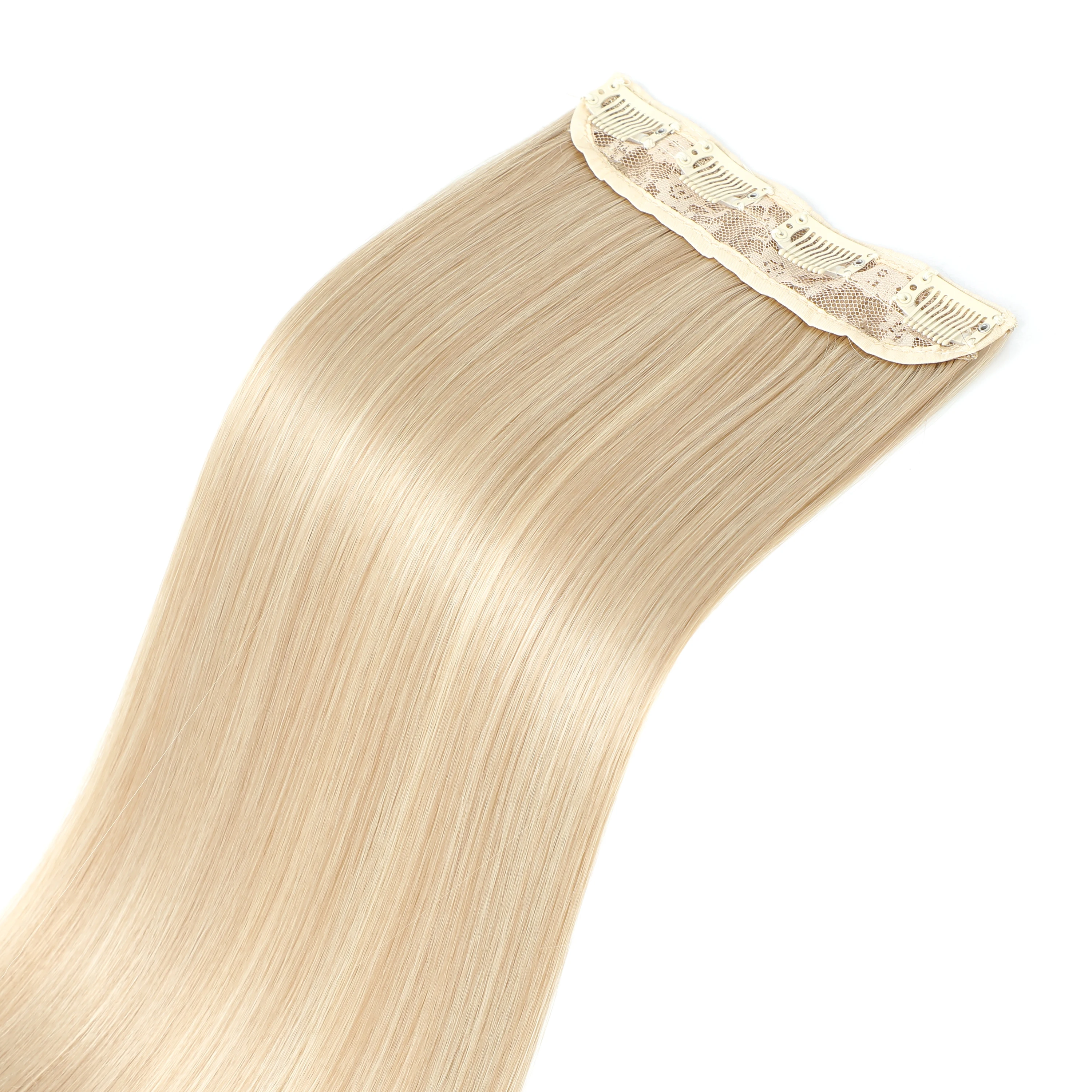 22Inch Synthetic 4Pcs Clips in Hair Extensions Long Straight Blonde Hairpieces Heat Resistant False For Women Daily Use
