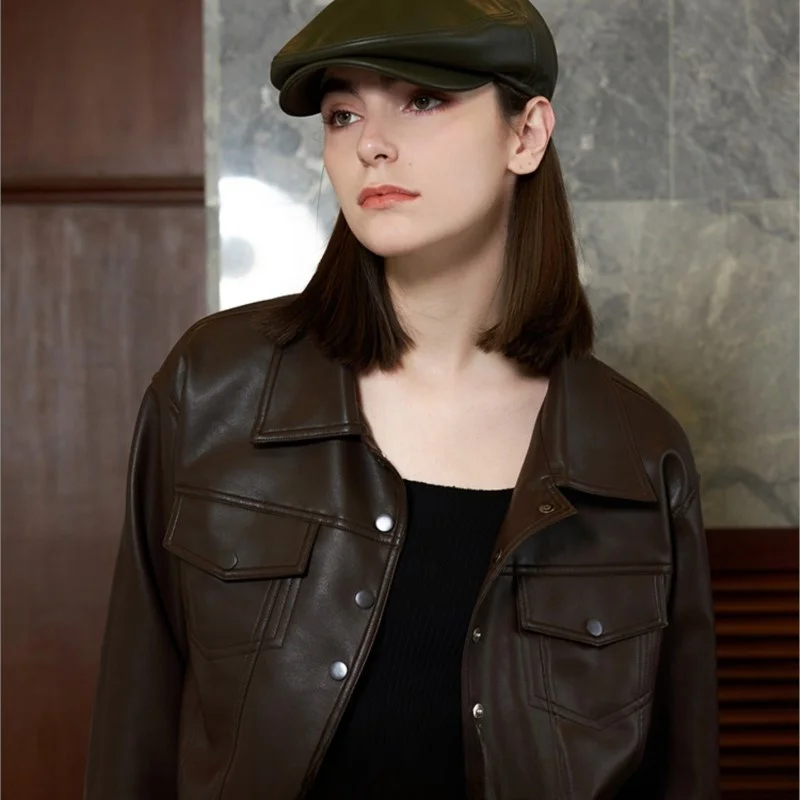 Designer soft leather cap girth front for men and women