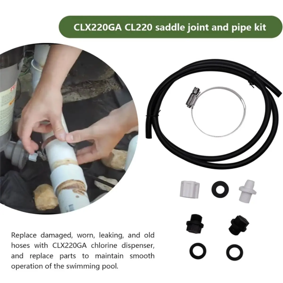 【MUST-HAVE LIST】 CLX220GA CL220 Saddle Fitting&Tubing Kit Compatible for Chlorine Feeders SPX1700FG Pool Pump Drain Plug