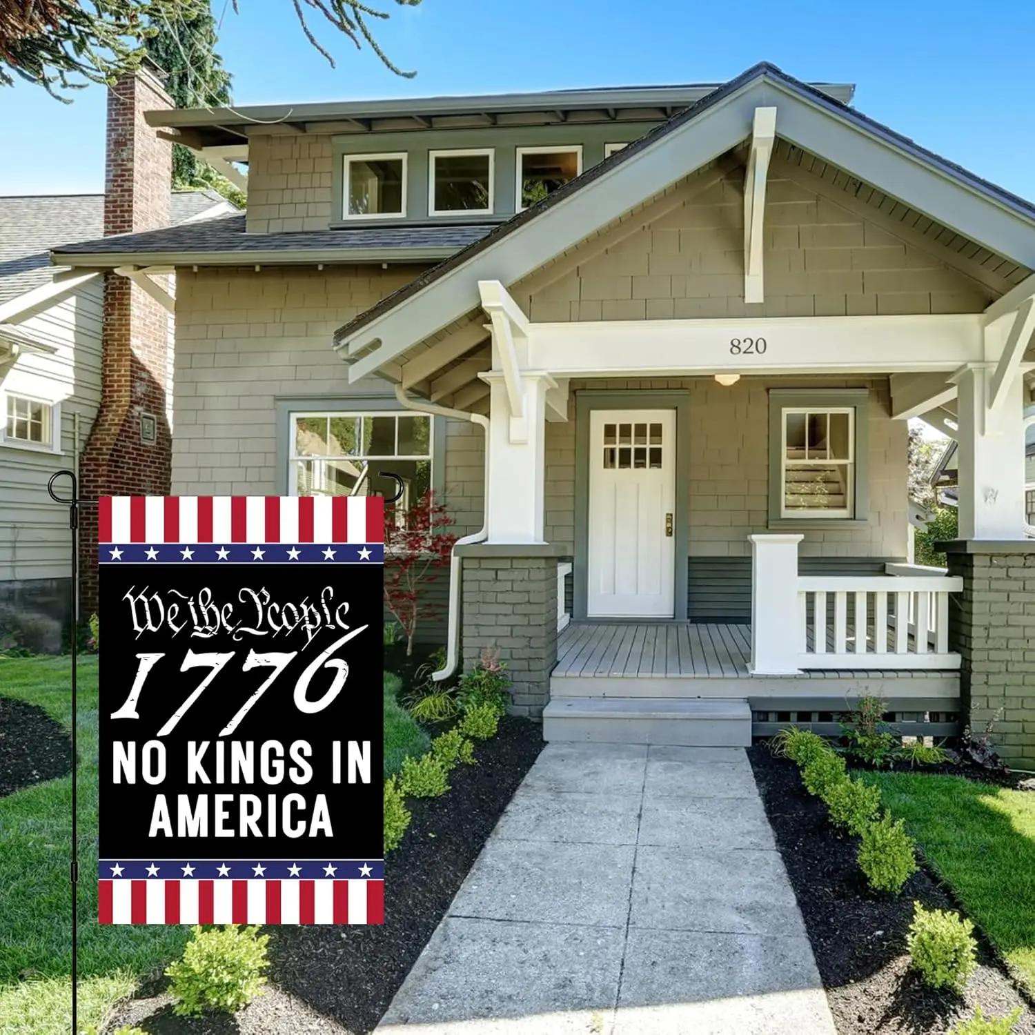 علم حديقة No King In Ame-rica مقاس 12 × 18 أعلام منزل فني مزدوجة الجوانب لأعلام ساحة الحديقة الكبيرة الخارجية والديكور الخارجي (1 FFI #4