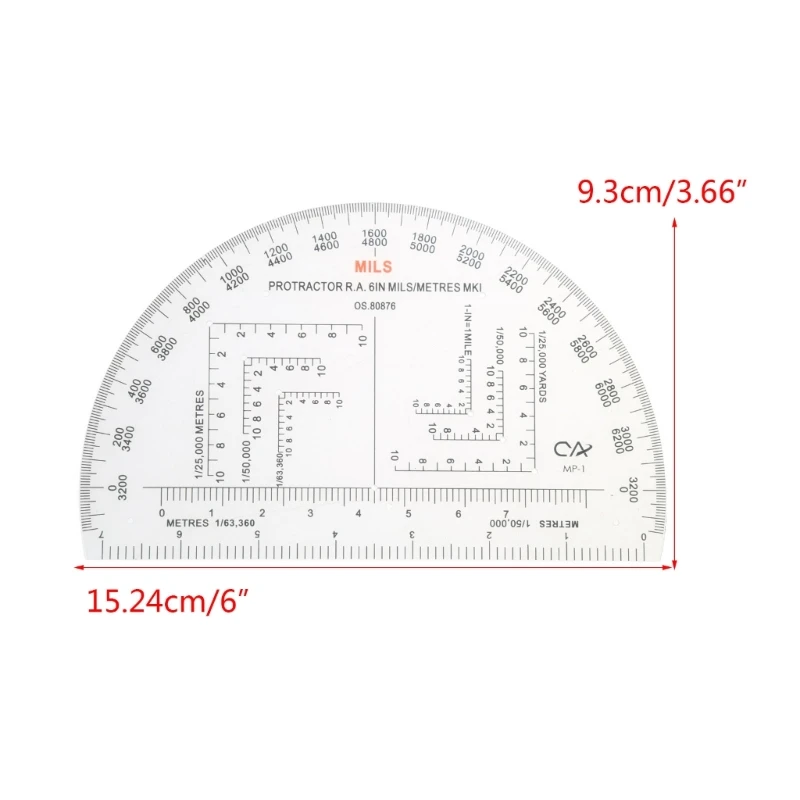 Coordinate Scale and Semicircle Protractor Angles Measurements Map Reading Ruler for Outdoor Navigation Hiking