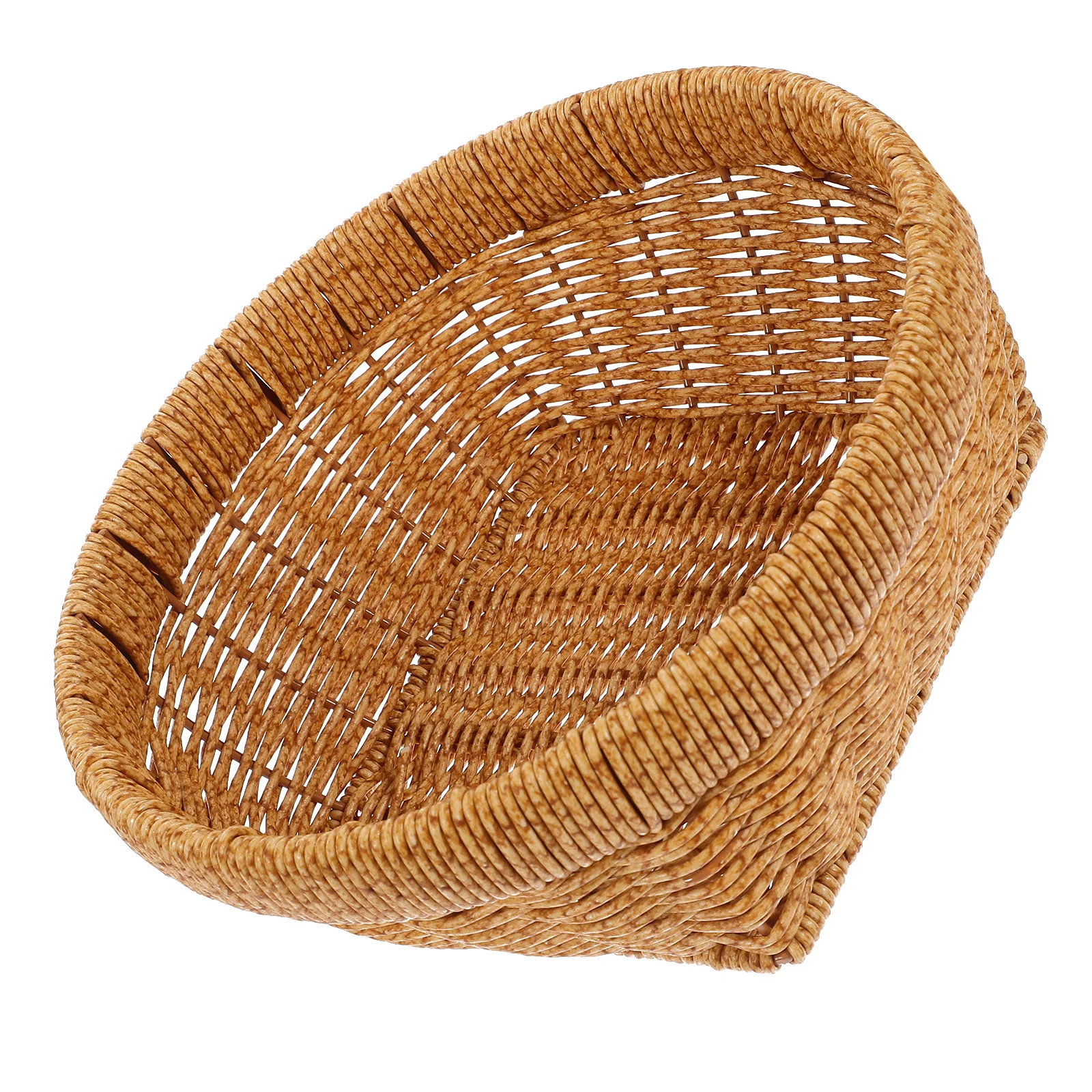 

Round Imitation Rattan Fruit Basket for Kitchen Desktop Storage Multi-Function Sundries Organizer Home Food Container Decorative