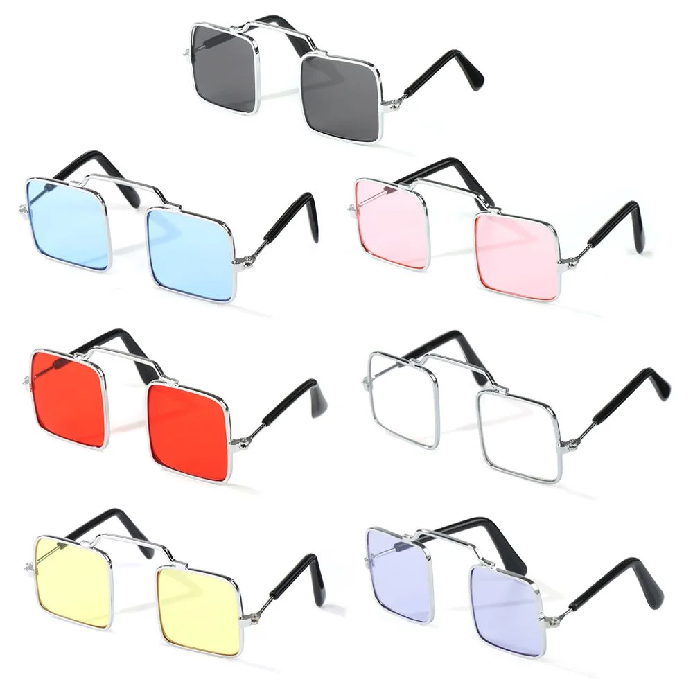 20 cm Plush Doll Glasses Miniature Square Sunglasses Metal Frame Pet Eyeglasses Toys Eyewear For Blythe Doll Clothes Accessories