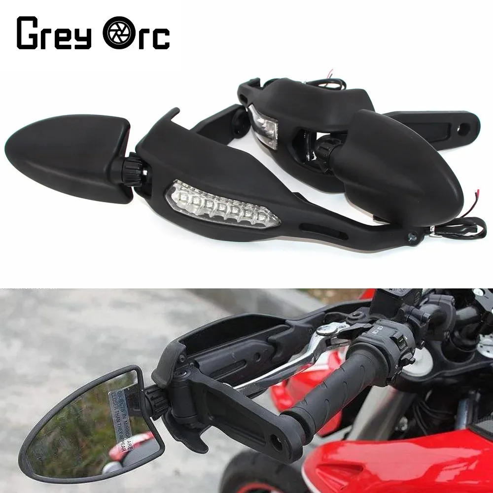 

Motorcycle Hand Guard Rearview Mirror With LED Turn Signal Handle Modified Side Mirror For DUCATI Monster 796 Hypermotard 1100S