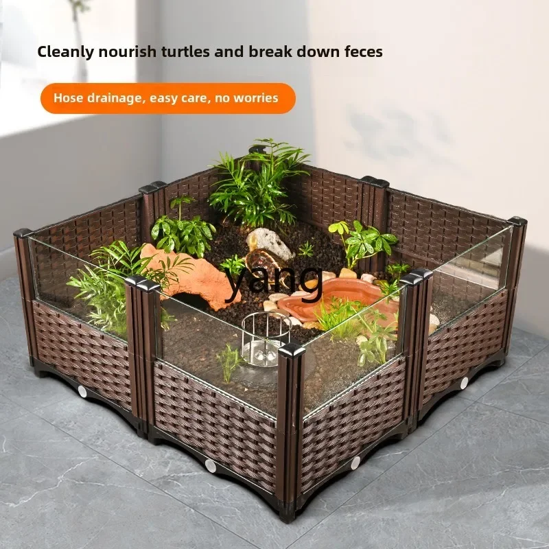 LT Yellow Edge Turtle Landscaping Feeding Box Anyuan Turtle with Water Basin