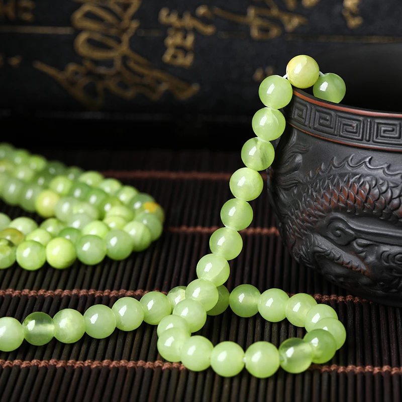 4/6/8/10mm Naturstein Afghanische Grüne Jade Perlen Runde Lose Edelsteine für Schmuckherstellung DIY-Zubehör Armband-Accessoire 15" – Detail 4