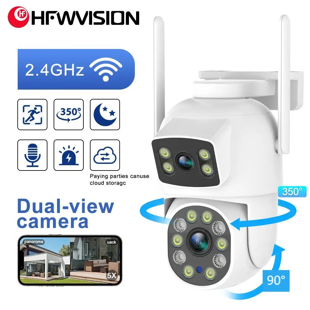 

6MP Solar Wireless IP Camera with Color Night Vision 4MP Dual Lens Wifi PTZ Outdoor Security Camera Auto Tracking Smart Life