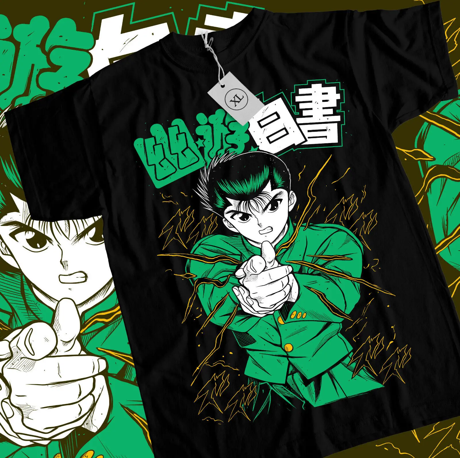 

Yu Yu Hakusho T-shirt Kuwabara Kurama Yusuke Hiel Anime Manga Black Shirt