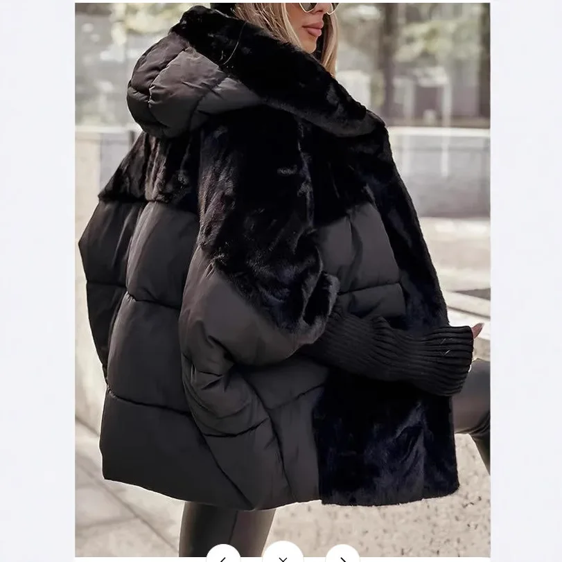 2025 Autumn and Winter Women's New Fashion Loose Casual Warm Splicing Down Cotton Jacket Winter Clothes Women
