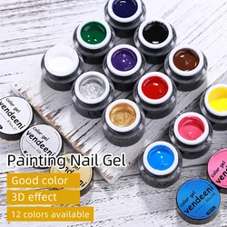 Vendeeni 12 Colors Painting Gel Nail Polish Colorful Drawing UV LED Soak Off Gel Lacquer Painted Gel Varnish For Nail Art Design