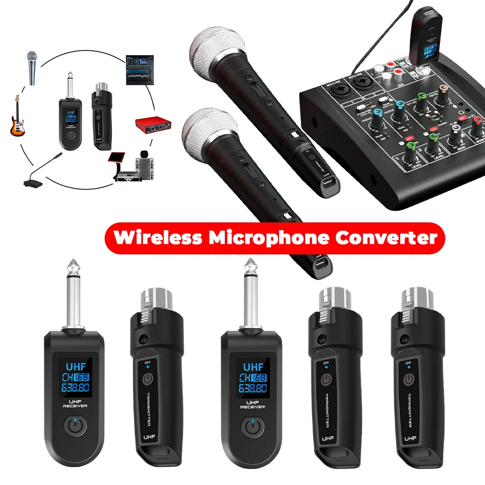 UHF Professional Microphone Wireless Converter XLR Transmitter Receiver For Dynamic/Condenser Mic Guitar Audio Mixer PA System