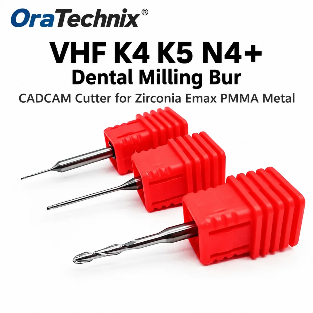 1PC VHF K4 K5 N4+ Dental Milling Burs D3 for Zirconia/Emax/Metal/PMMA Dental Materials DC Coating CAD CAM Cutter Grinding Burs