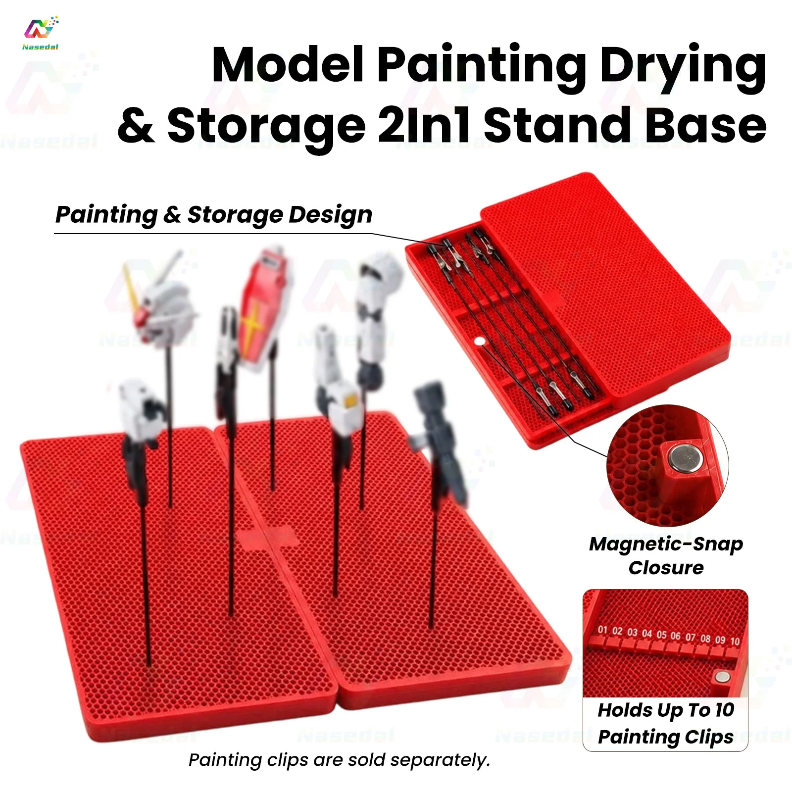 Model Painting & Storage Workstation 10Pcs Bendable Rigid Alligator Clip Sticks Magnetic Case for Gundam Airbrush Hobby Tool Kit