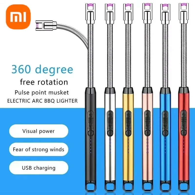 Xiaomi 360° Electric Arc BBQ Lighter USB Windproof Flameless Plasma Ignition Long Kitchen Lighters Gas Lighter Candle Gas Stove