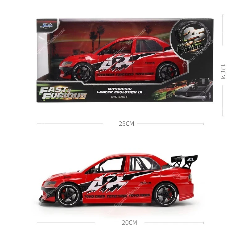En stock, 100 % original, Jada Toys, Fast and Furious 25e anniversaire, Mitsubishi Lancer Evolution IX, voitures miniatures en métal, modèles de collection, jouets.