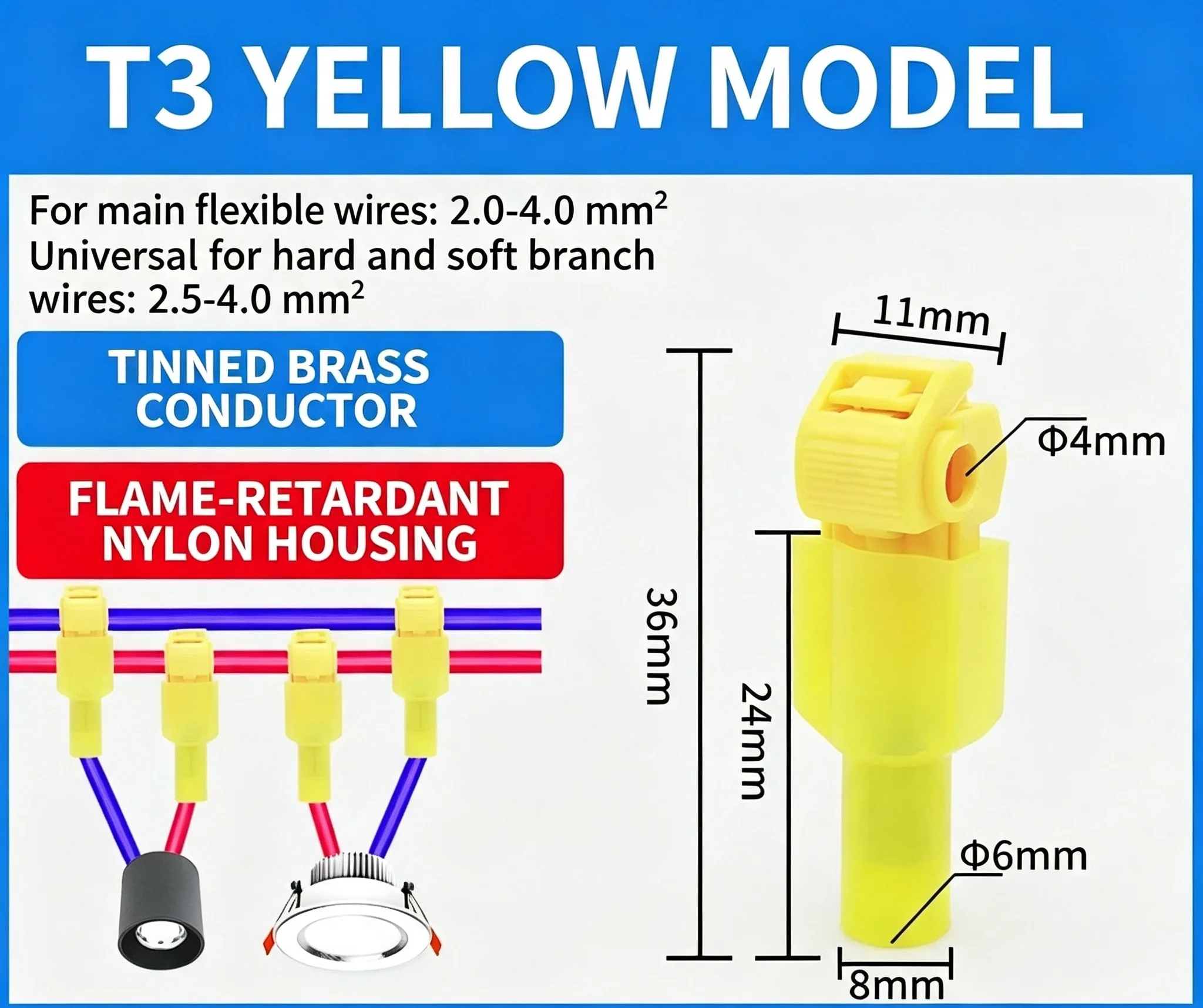 T Tap zelfstrippende elektrische draadconnectoren volledig nylon geïsoleerd mannelijk snelkoppeling snap verbinding slot crimp kabelverbinding zelfstrippend elektrische draadconnectoren volledig nylon