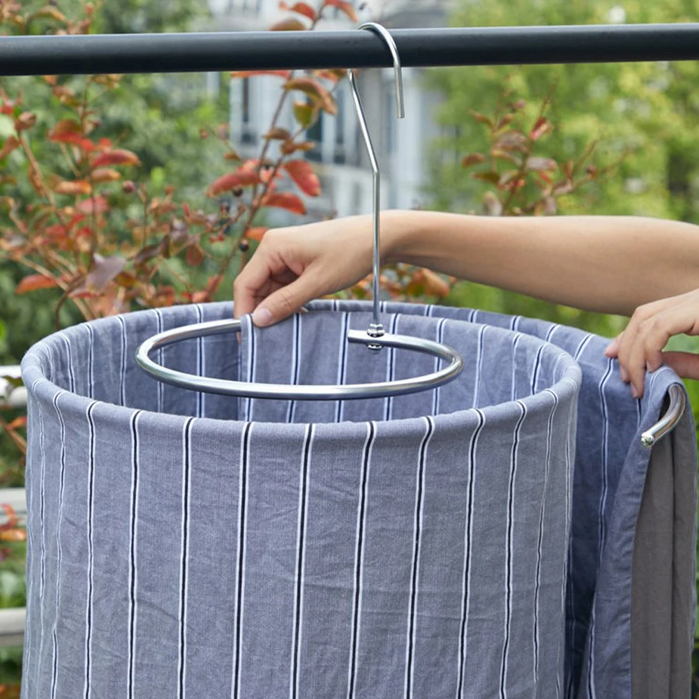 

Blankets Stainless Steel Drying Rack Laundry Room Hanging Spiral Hanger Shelf Silver Quilt Holder