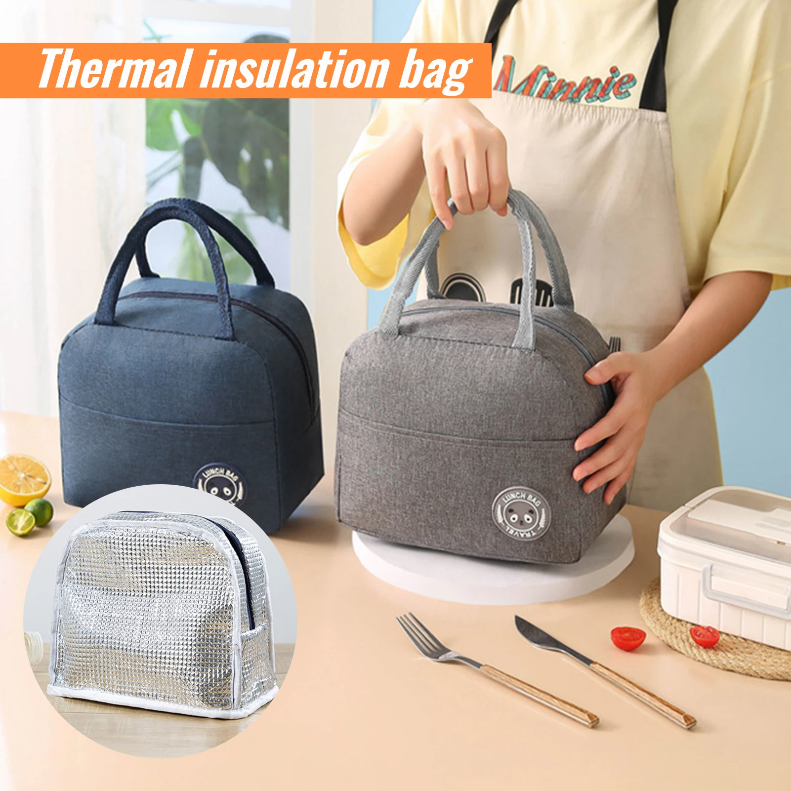 Insulated Thermal Cooler Lunch Bag Aluminum Foil Large Handheld Thermal Pouch Student Children Kawaii Lunch Box