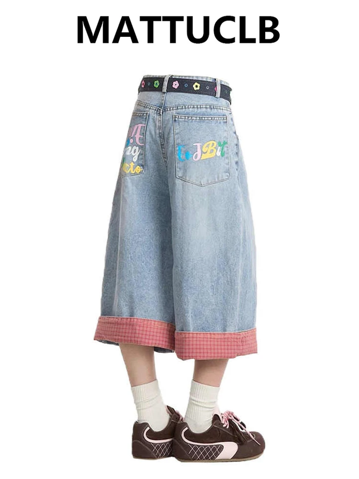 Summer Women Tomboy Paintings Y2K Jorts 2000s Denim Shorts