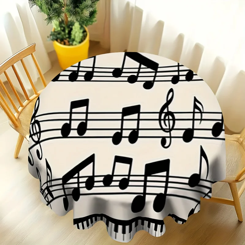 One music-themed tablecloth - featuring piano keys and musical notes design, adding an artistic touch to the homexzj