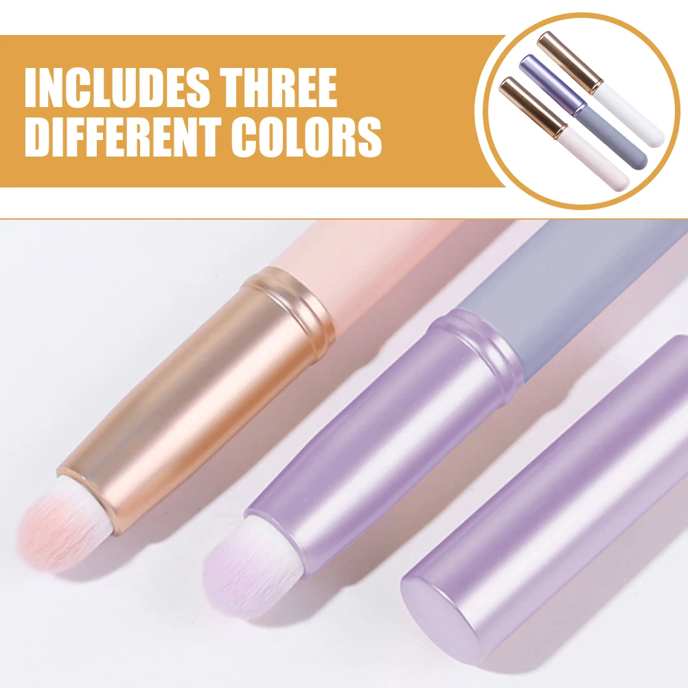 

3pcs Lip Brush Set Soft Makeup Tools With Covers Precision Lipstick Applicator For Cream Contour Highlighter Concealer Lip Gloss
