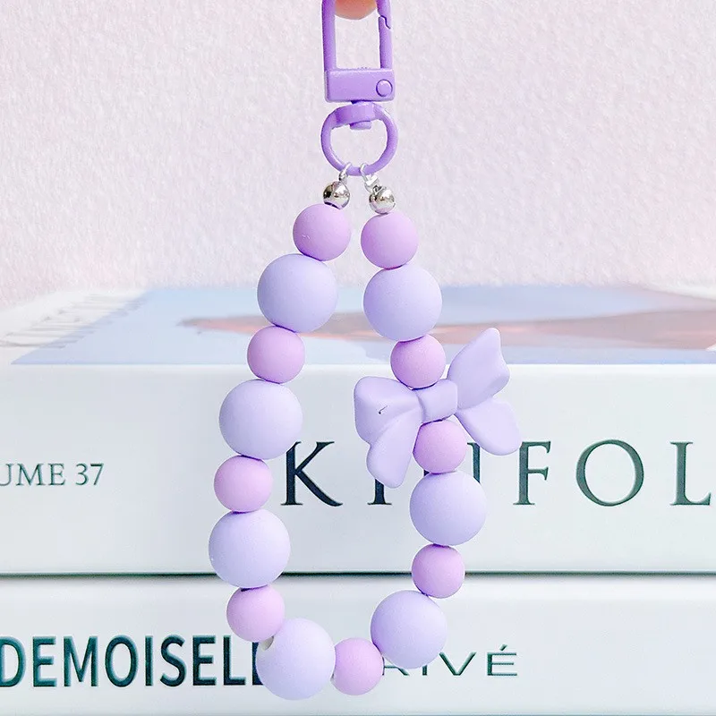 Pink Pearl Bow Keychain, Mobile Phone Chain, Earphone Bag, Anti-Lost Rope, Car Keychain, Beaded Pendant, Backpack Pendant Access view 2