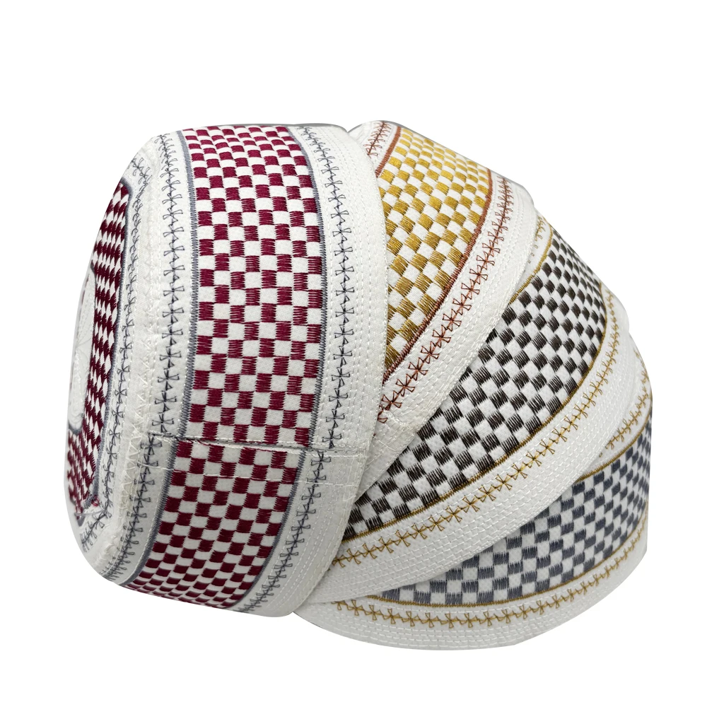Islamic Ramadan Muslim Men Prayer Hats Cotton Embroidery Jewish Kippah Homme Hat Arab Headscarf Topkippot Turban Saudi Uae Cap