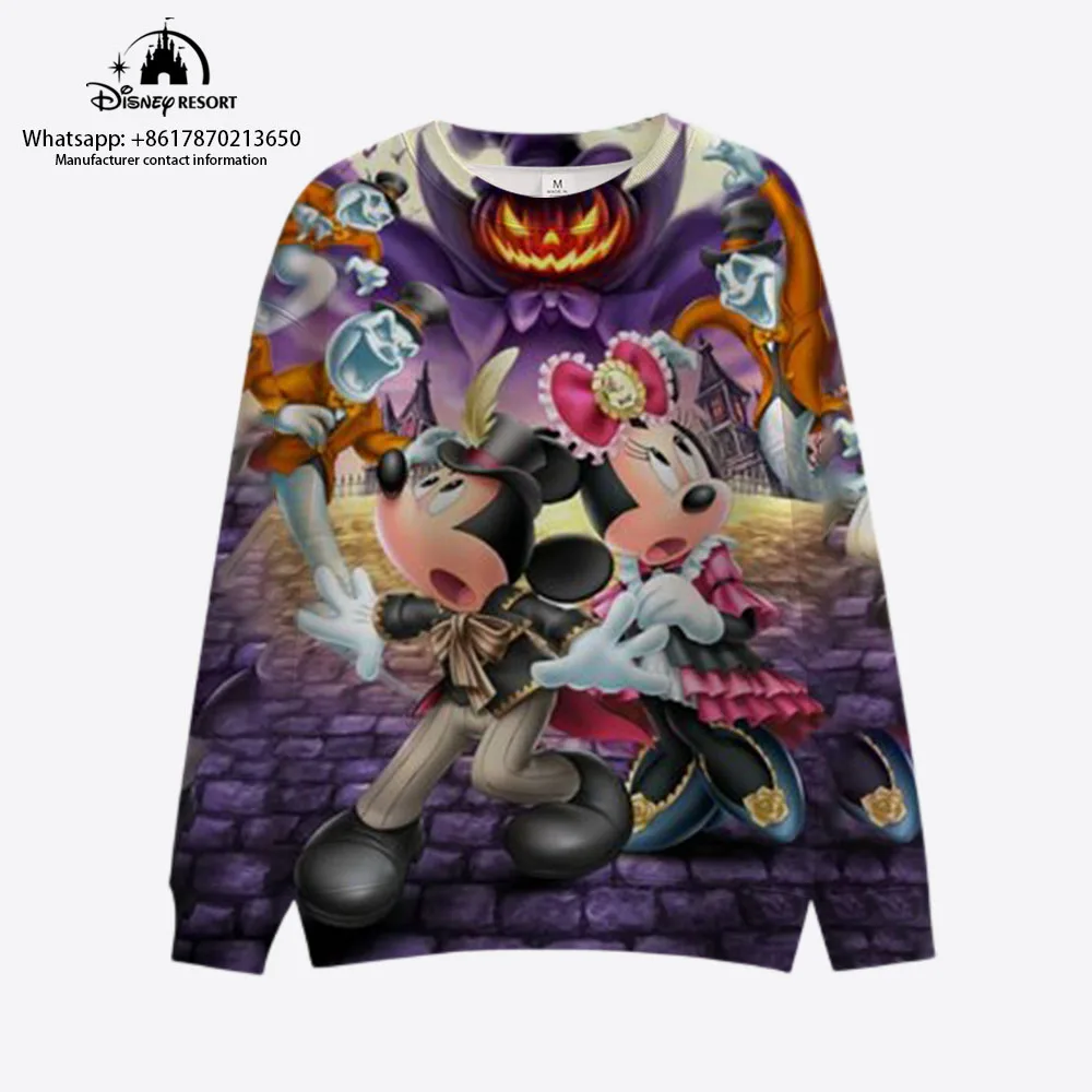 Cartoon round neck sweatshirt 2024 men's casual and comfortable Mickey Halloween men's personalized fashion round neck sweatshir