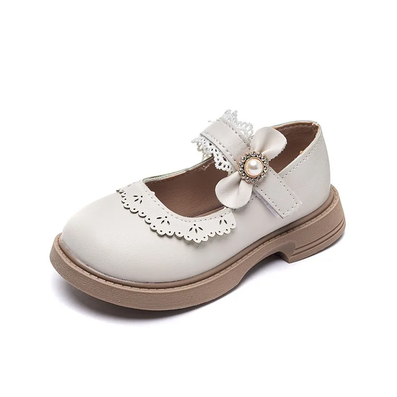 

Girls' Princess Shoes New Children's Leather Shoes Lace Bow Women's Versatile Middle School Single Shoes