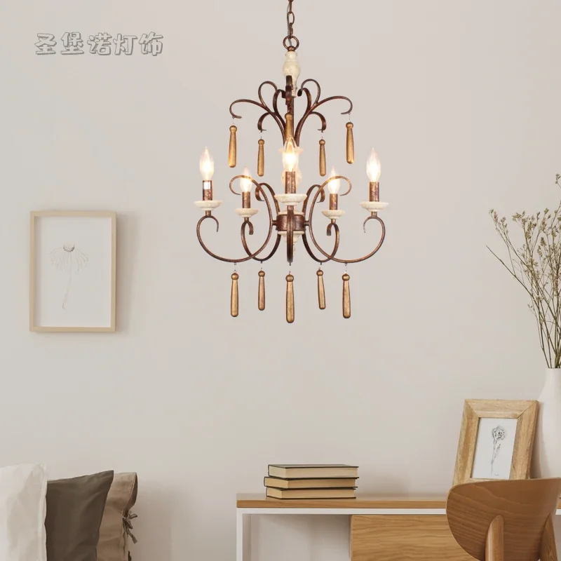 

Creative American Rural French Retro Chandelier Living Room Dining Room Coffee Shop Home Stay Lamp Bedroom Room Decor Lamp