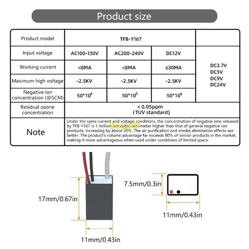 96GF High Efficiency Ions Generator for Static Reduction Small Bedroom Air Purifiers