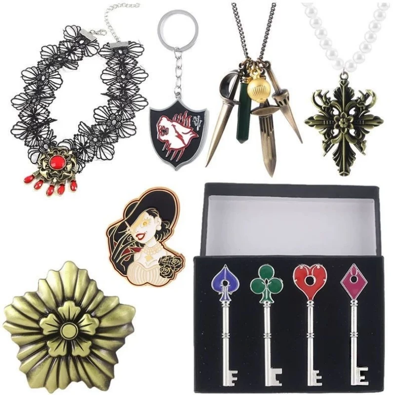 

Resident Evil Village Cosplay Prop Necklaces Lady Dimitrescu'S Daughter Daniela Bela Lace Flowers Collar Choker Toy Gift
