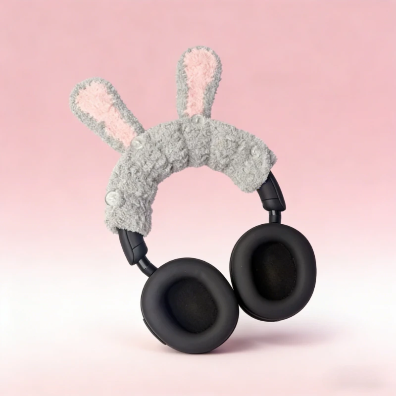 

Hand Crocheted Headphone Crossbeam Protective Cover for Sony XM4/XM5/XM6/AirPods MAX Plush Material Rabbit Ears Headphone Cover