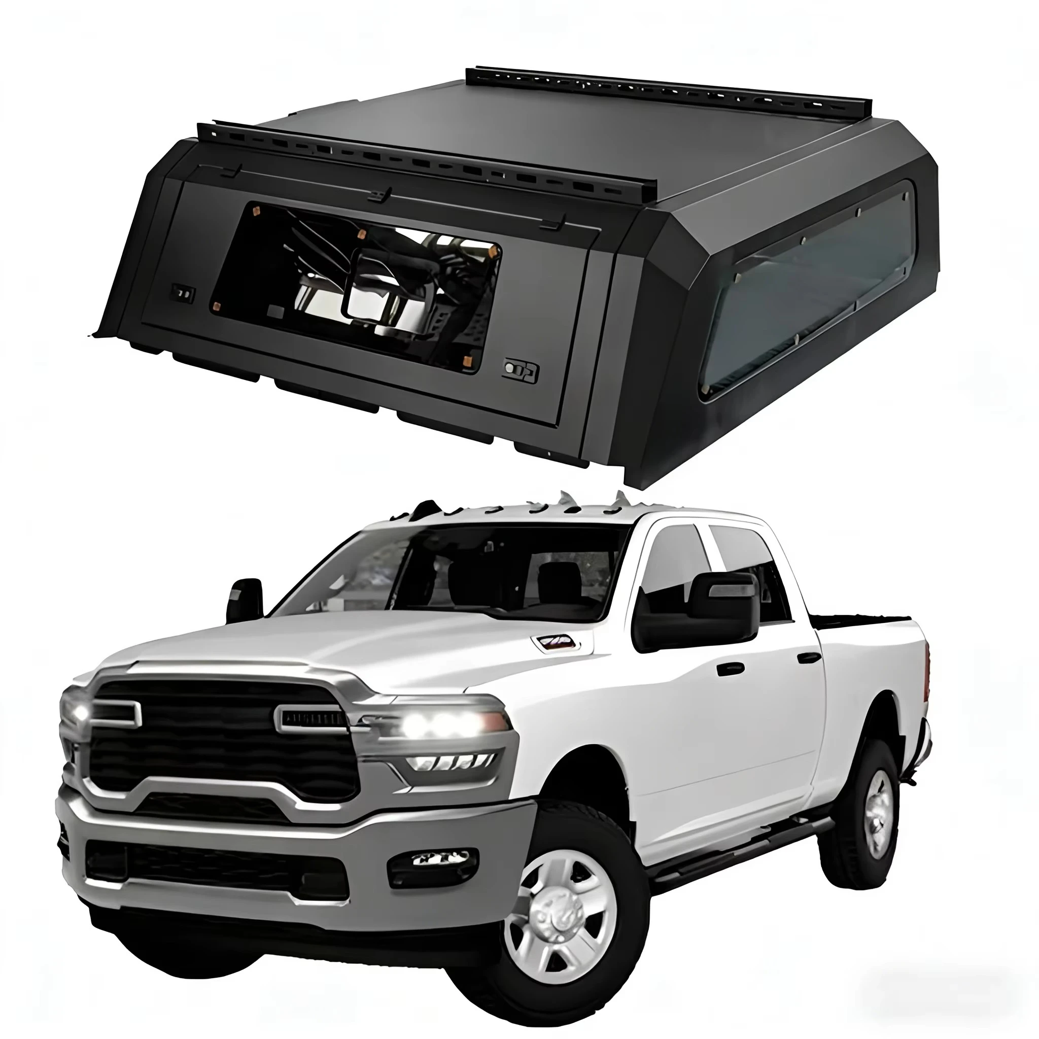 

Anti-Rust Aluminum Alloy Smart Cap Waterproof Hardtop Truck Bed Topper Camper Tailbox for RAM 2500 Pickup