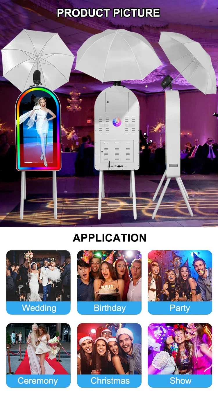 Picture 7: Oval Touch Screen Magic Mirror Photo Booth for Wedding Parties Mini Computer Printer & DSLR Camera Flight Case Packed