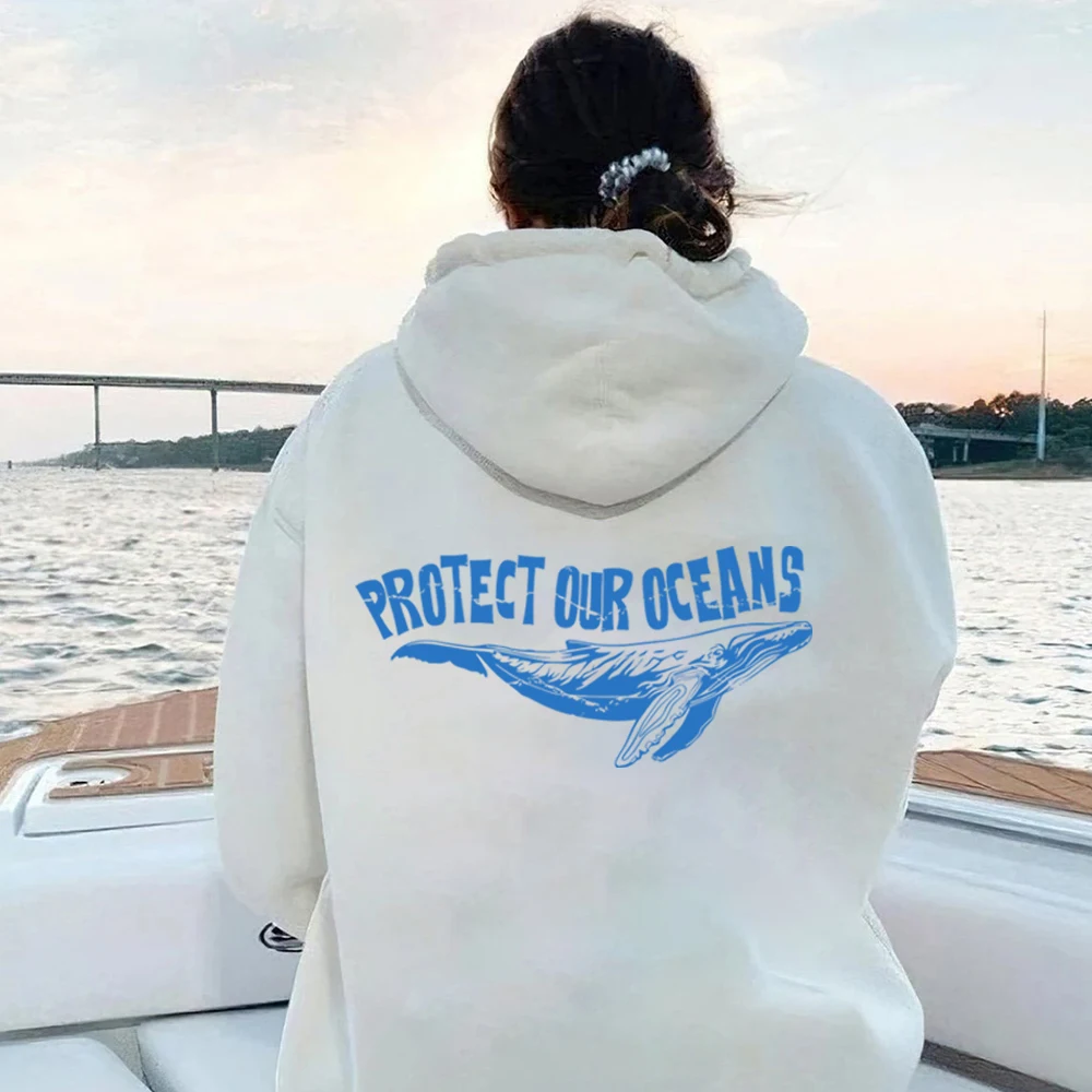 Protect Our Oceans Hoodie Women's Aesthetic Hooded Sweatshirt VSCO Coconut Girl Pullover  Respect The Locals Hoodies Hipster Top