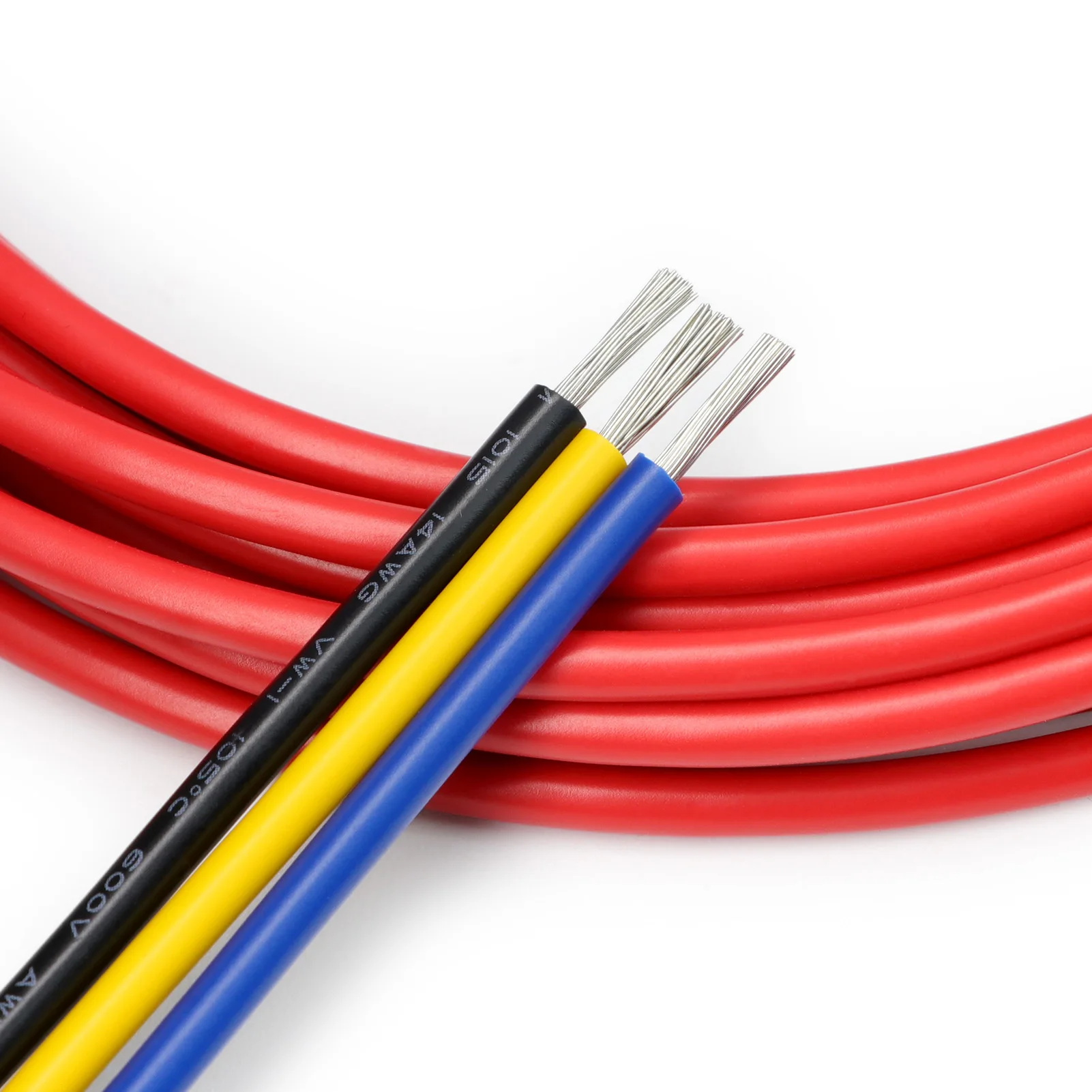 1/5/20m AWG 24 22 20 18 16 14 12 10 8 1015 Electric Wire DIY Lamp Lighting Line 600V 105℃ PVC Insulation Tinned Copper Cable 5