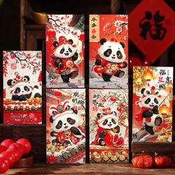 6PCS Chinese Style New Year Red Envelope Creative Cartoon Cute Panda Chinese New Year's Eve Wallet Greetings And Gift Giving Set