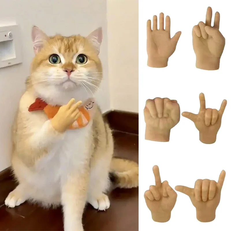 Cat Novelty Multi-Style Toy Teasing Cat TPR Soft Finger Gloves Funny Mini Hands Pet Massage Tools Fake Hand Cat Interactive Toys